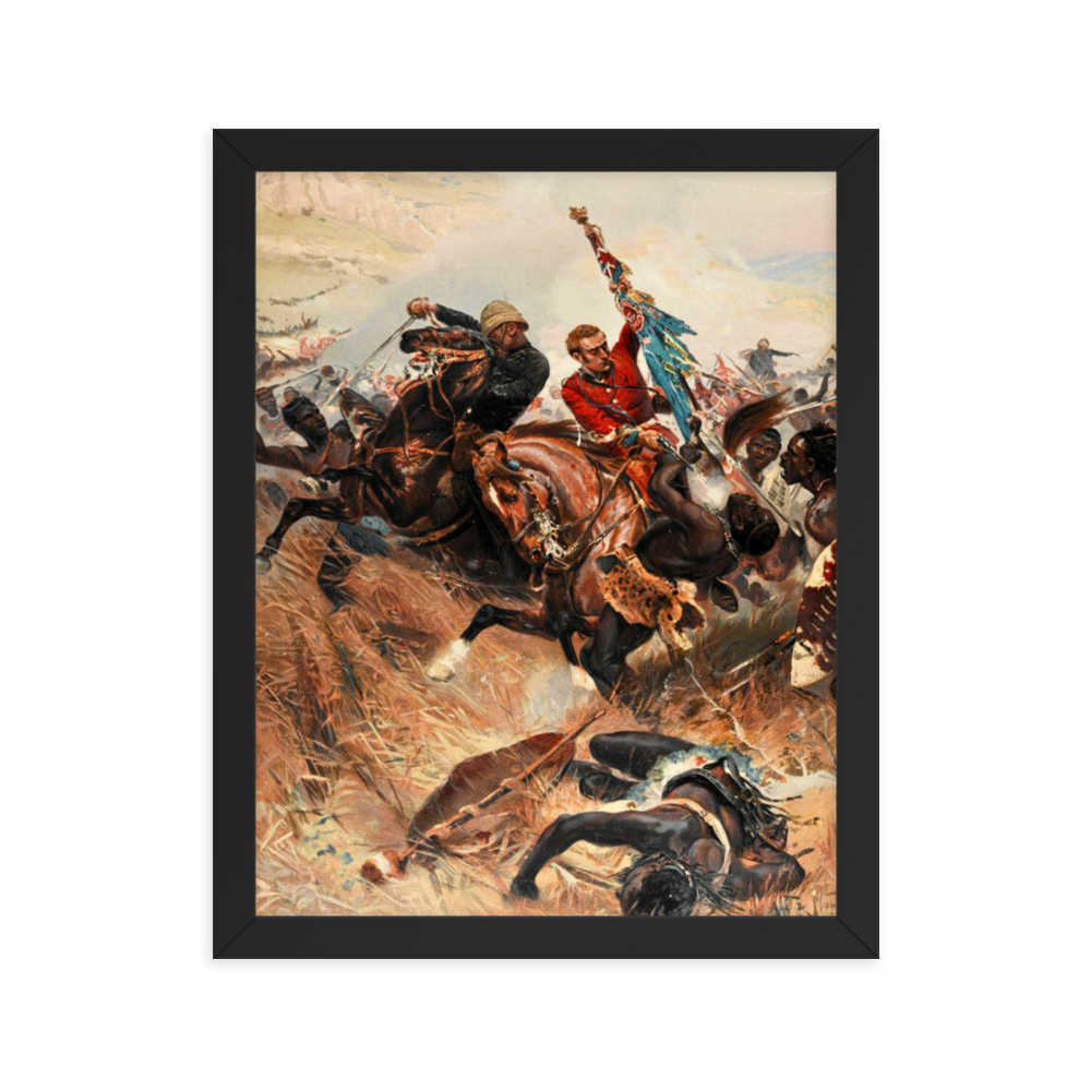 Lt. Melville & Coghill's Retreat from Isandlwana - Painting (Framed)