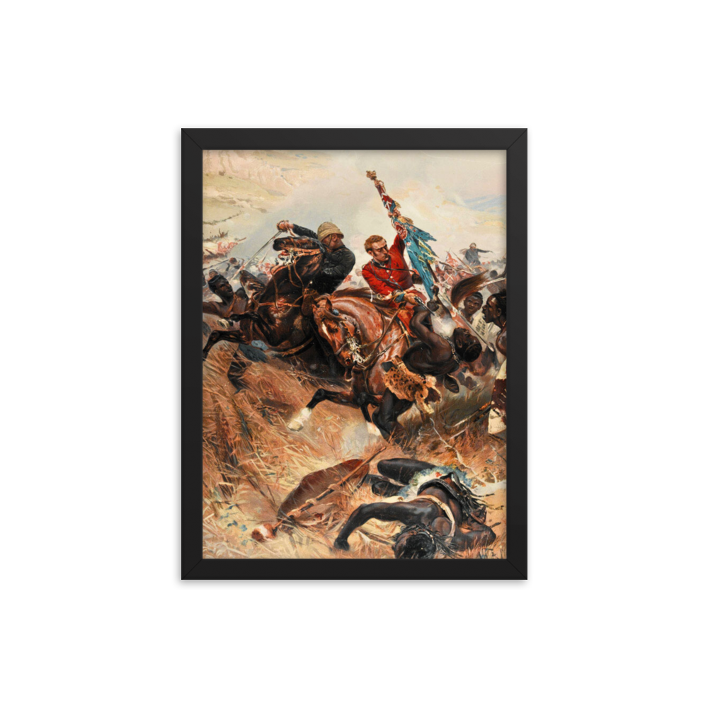 Lt. Melville & Coghill's Retreat from Isandlwana - Painting (Framed)