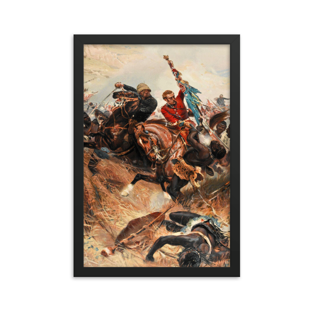 Lt. Melville & Coghill's Retreat from Isandlwana - Painting (Framed)