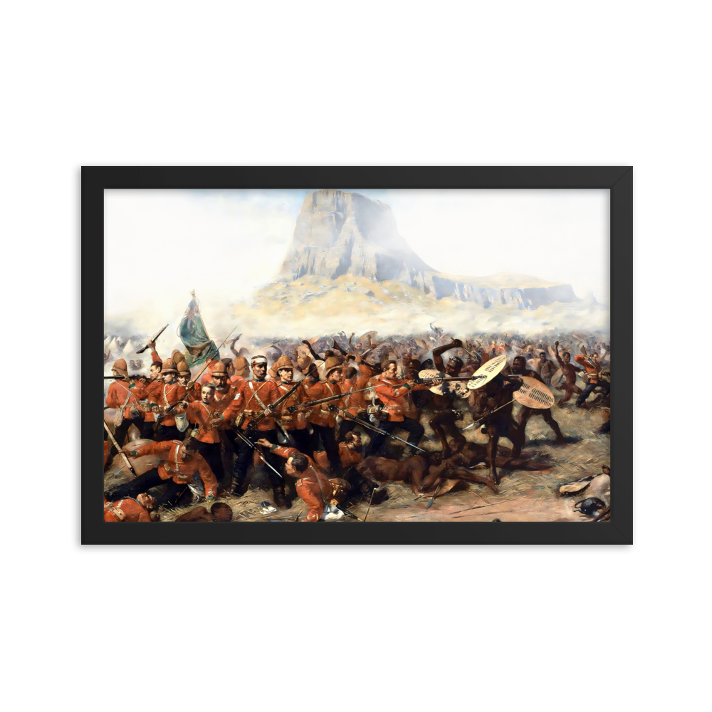 Battle of Isandlwana Victorian Painting by Charles Fripp (Framed)