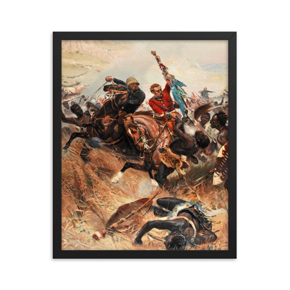 Lt. Melville & Coghill's Retreat from Isandlwana - Painting (Framed)