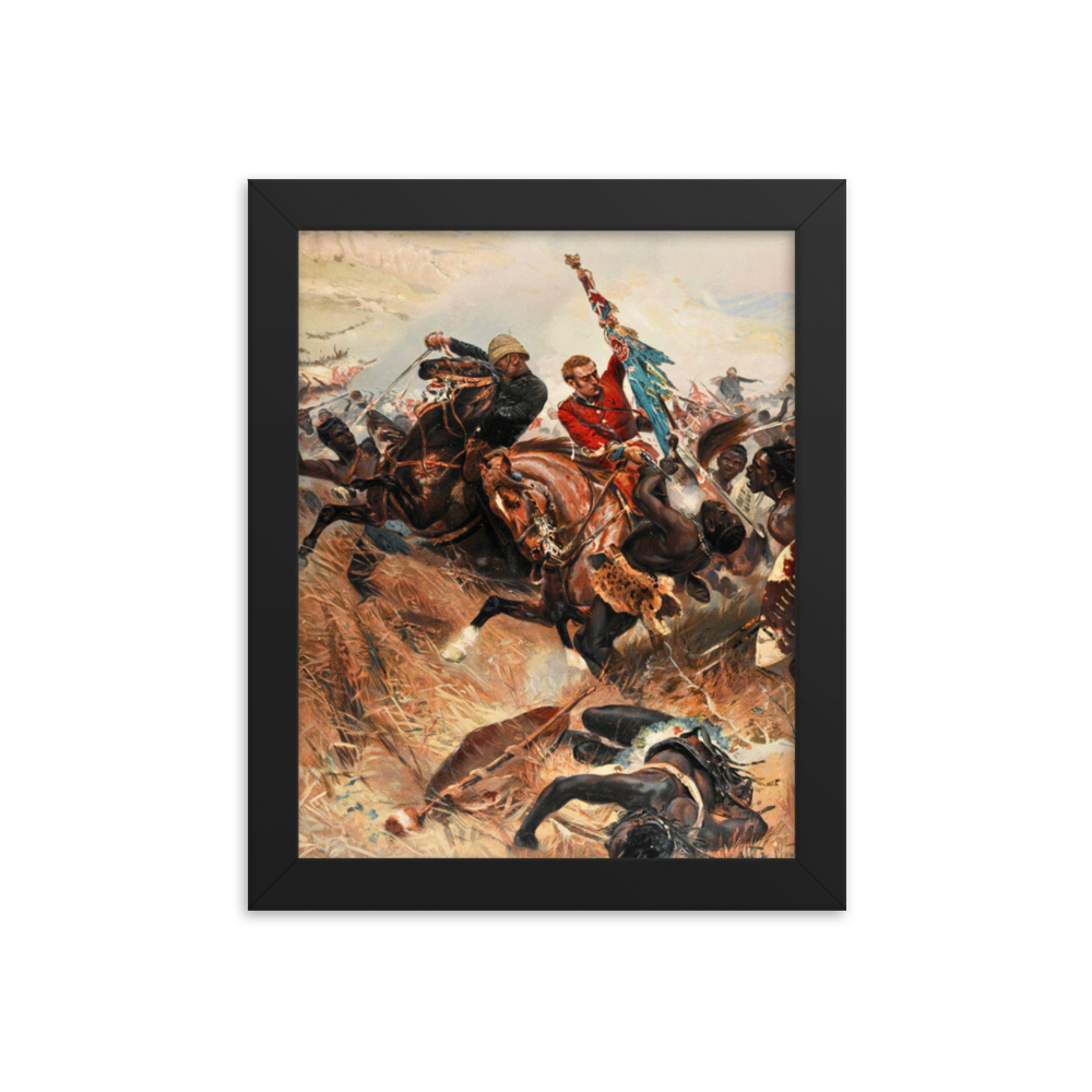 Lt. Melville & Coghill's Retreat from Isandlwana - Painting (Framed)