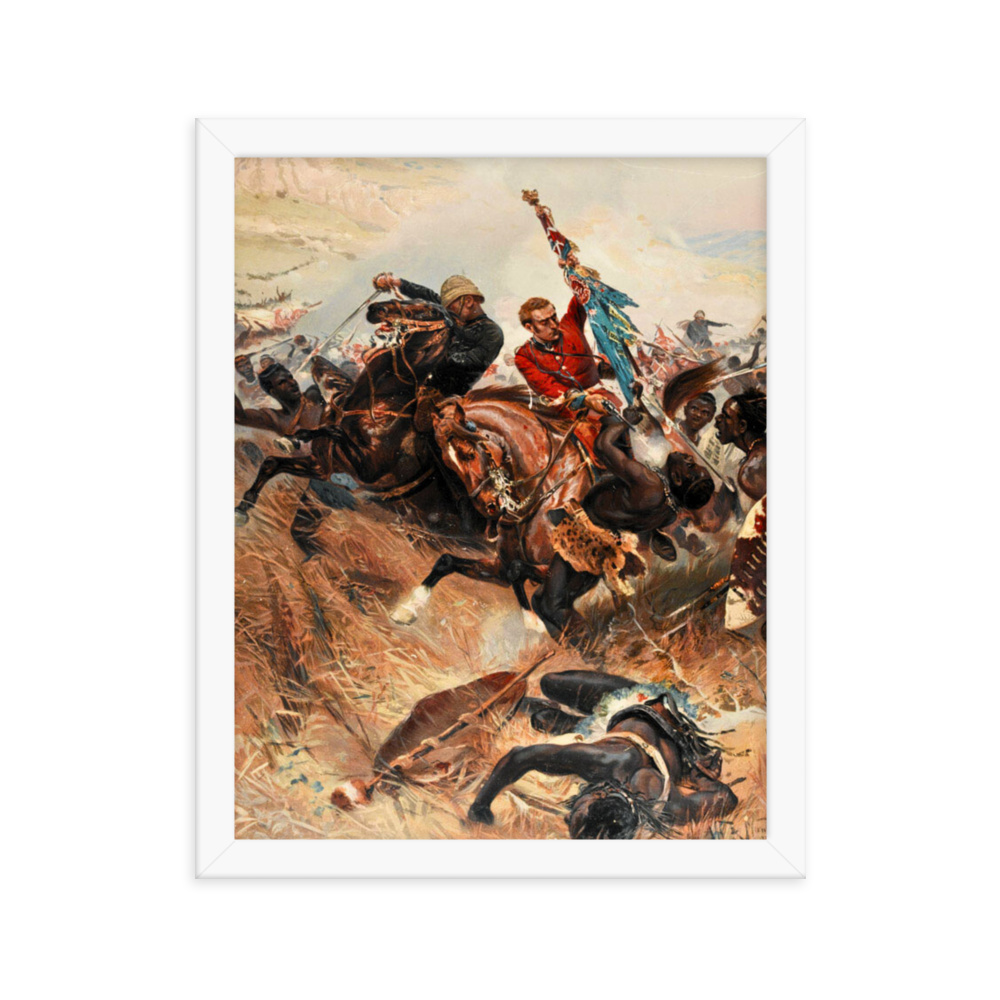 Lt. Melville & Coghill's Retreat from Isandlwana - Painting (Framed)