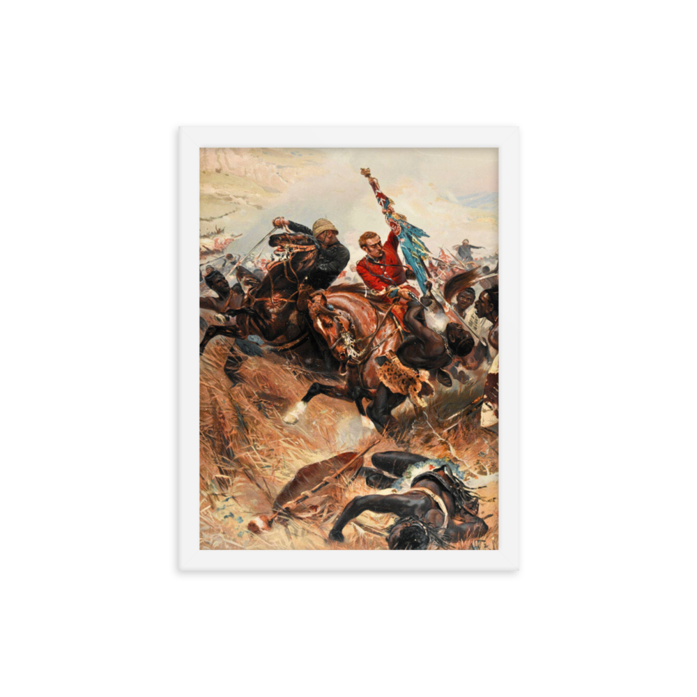 Lt. Melville & Coghill's Retreat from Isandlwana - Painting (Framed)