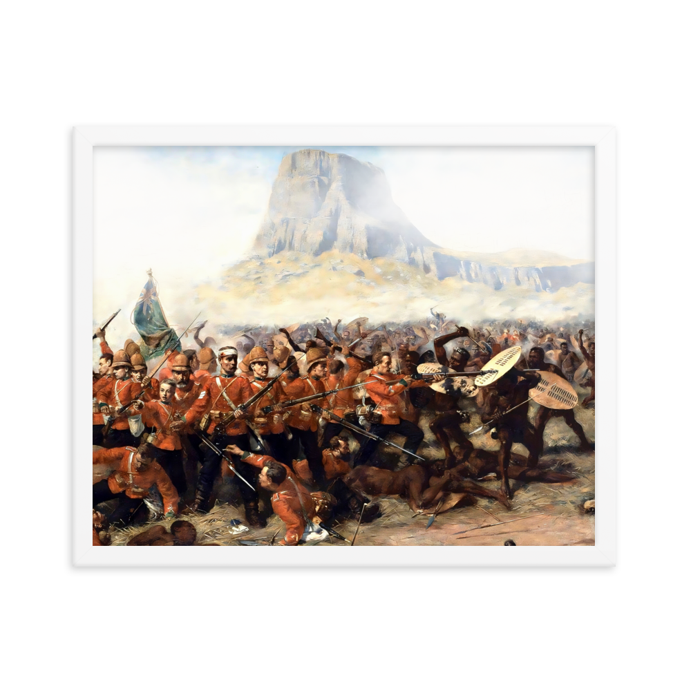 Battle of Isandlwana Victorian Painting by Charles Fripp (Framed)