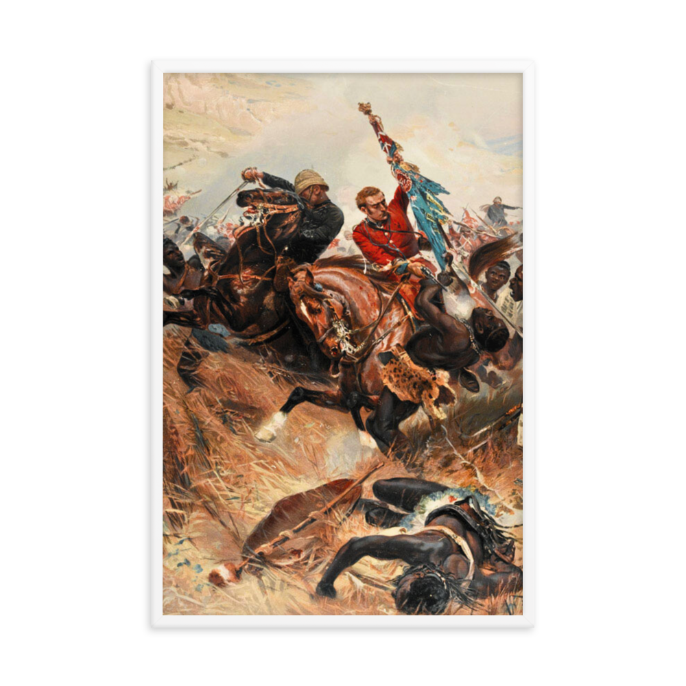 Lt. Melville & Coghill's Retreat from Isandlwana - Painting (Framed)