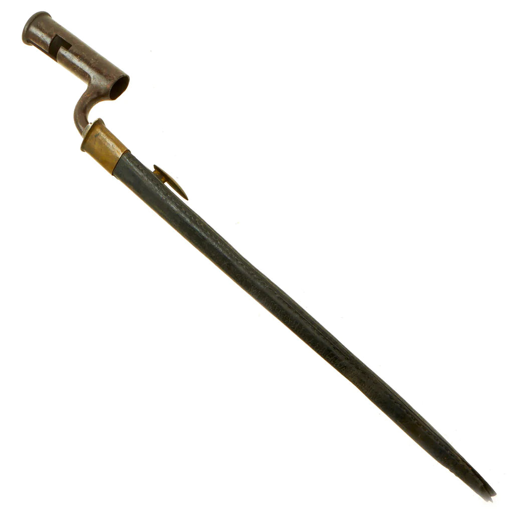 Original British Napoleonic Wars / War of 1812 Era Brown Bess Bayonet With Leather Scabbard