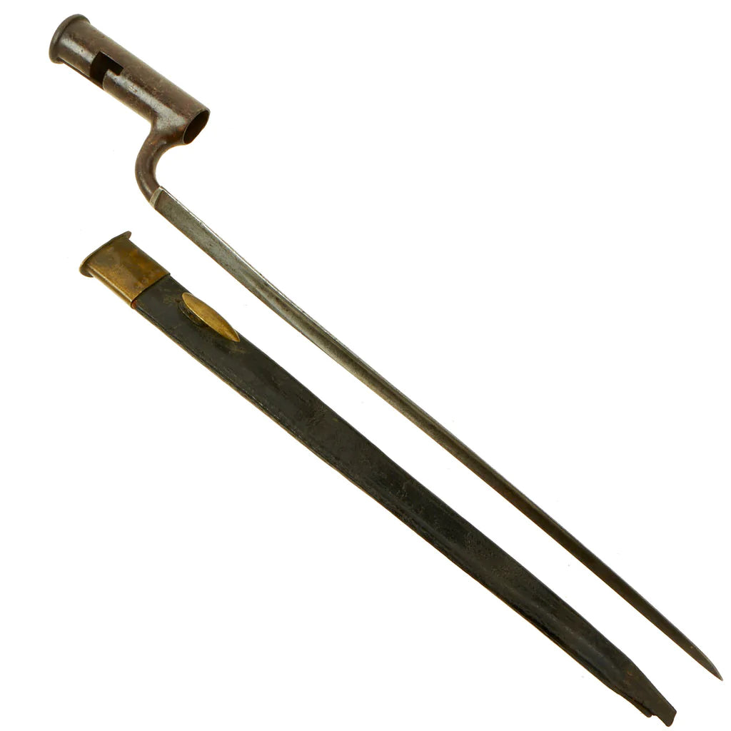 Original British Napoleonic Wars / War of 1812 Era Brown Bess Bayonet With Leather Scabbard