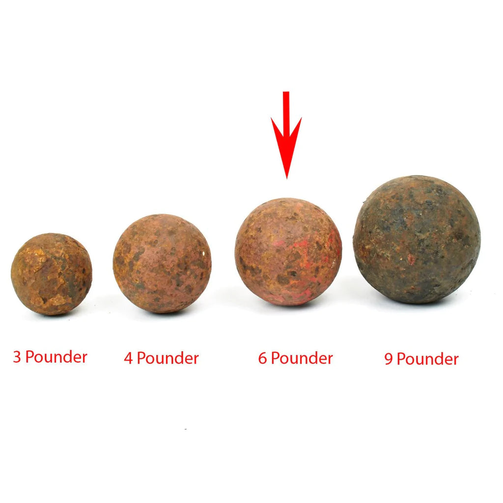 Original British 18th Century 6 Pounder Cannon Ball