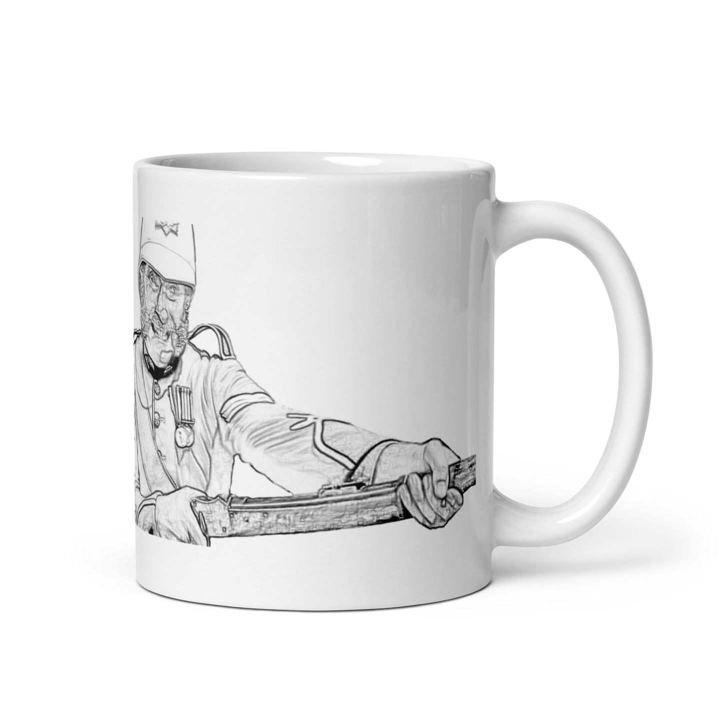 Colour-Sergeant Bourne In Action - Sketch (White Mug)