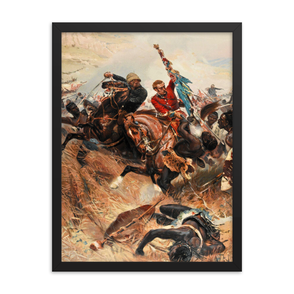 Lt. Melville & Coghill's Retreat from Isandlwana - Painting (Framed)