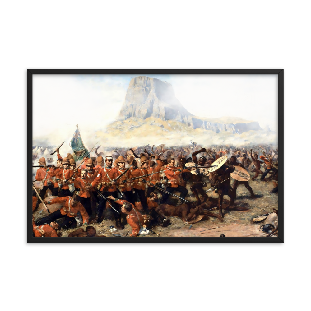 Battle of Isandlwana Victorian Painting by Charles Fripp (Framed)