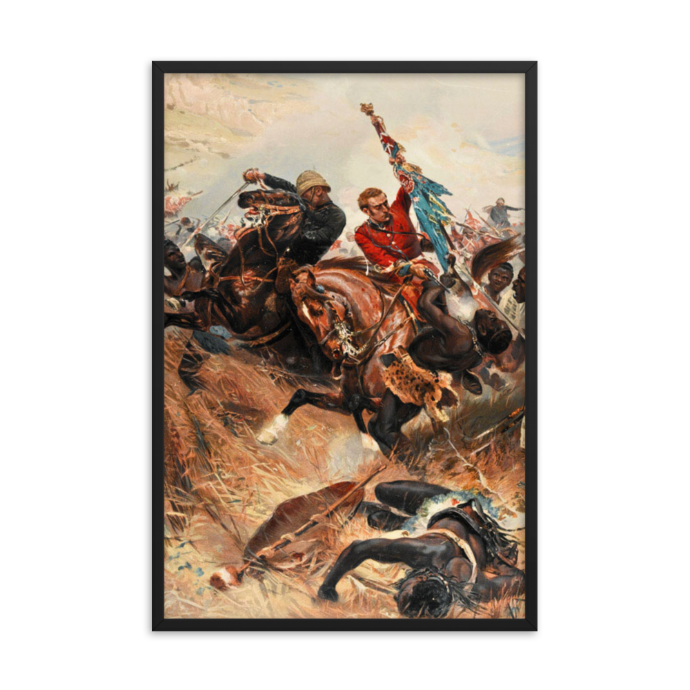 Lt. Melville & Coghill's Retreat from Isandlwana - Painting (Framed)