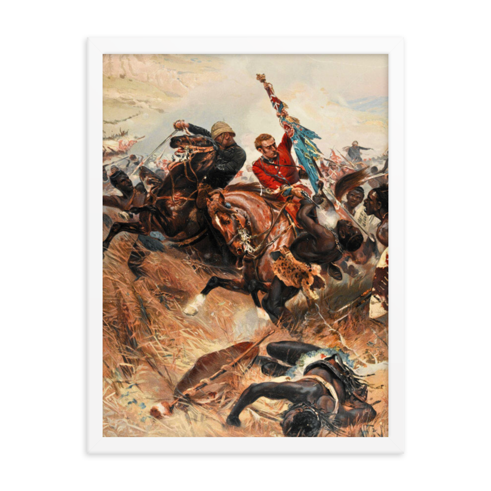 Lt. Melville & Coghill's Retreat from Isandlwana - Painting (Framed)