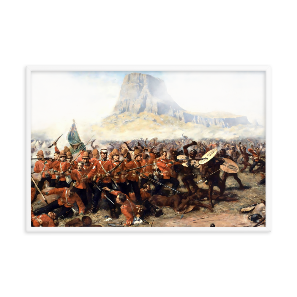 Battle of Isandlwana Victorian Painting by Charles Fripp (Framed)