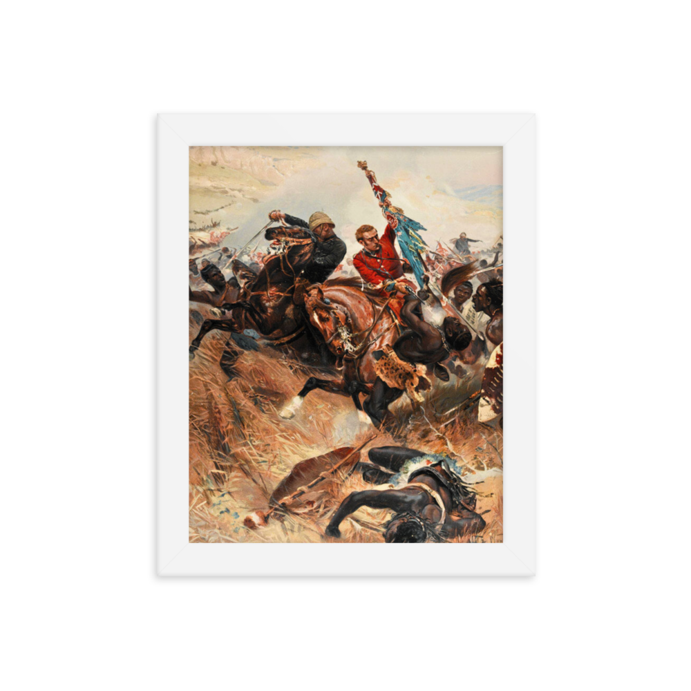 Lt. Melville & Coghill's Retreat from Isandlwana - Painting (Framed)